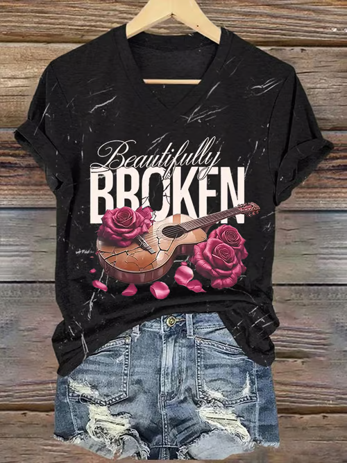 Jelly Roll Beautifully Broken Tour Print Crew Neck T-Shirt