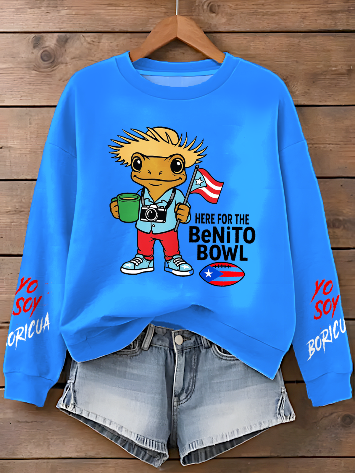 Benito Bowl Frog Printed Long Sleeve Casual Top（01）