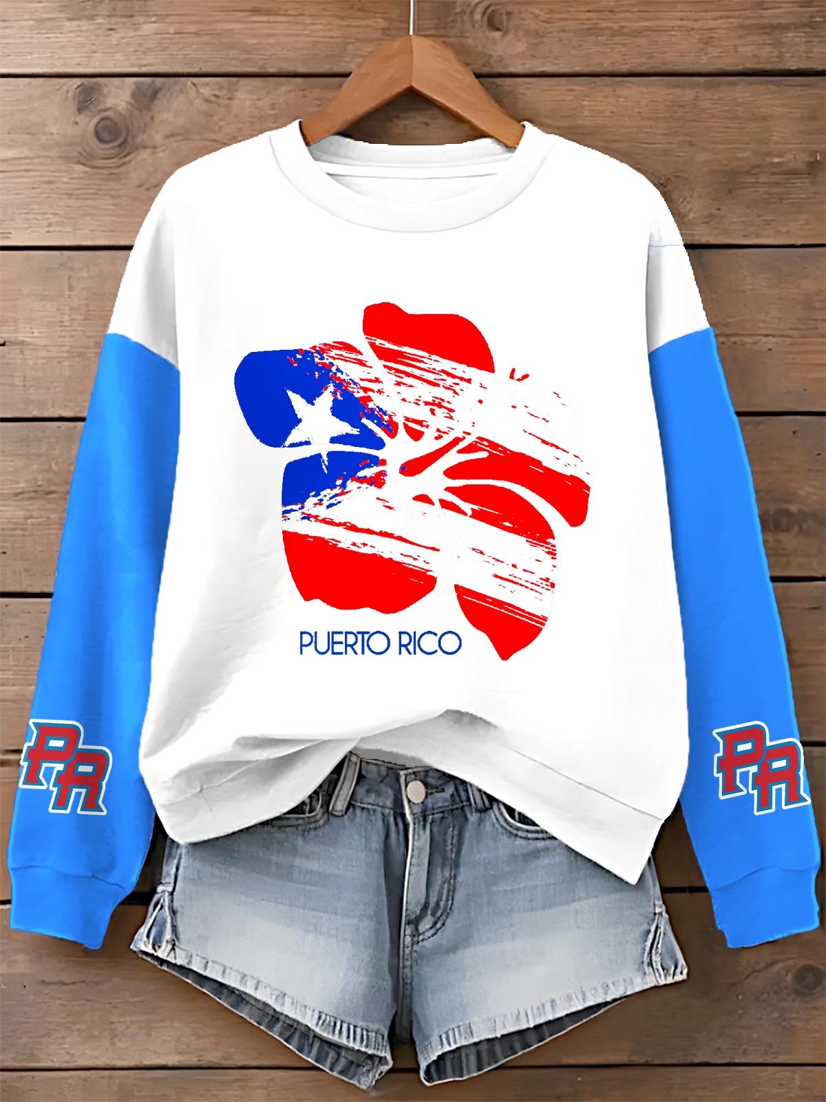 Puerto Rico Printed Long Sleeve Casual Top（18）