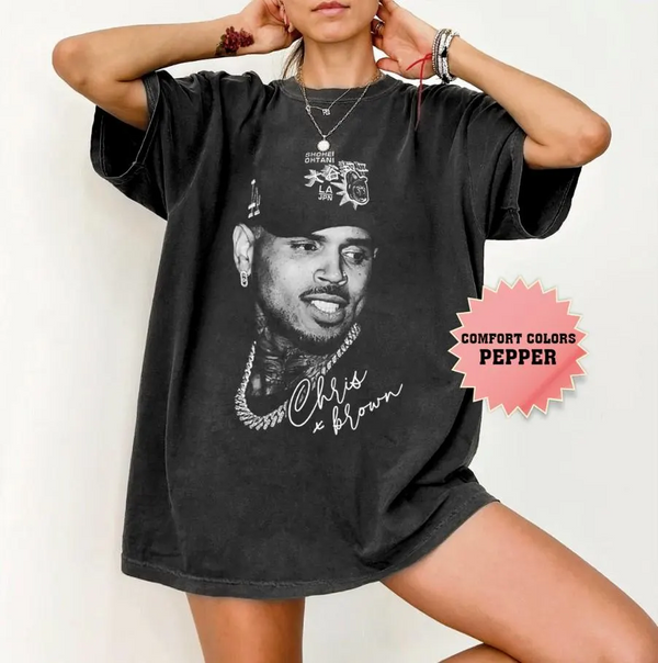 Chris Brown Middle Finger V2 Vintage Comfort Colors Shirt