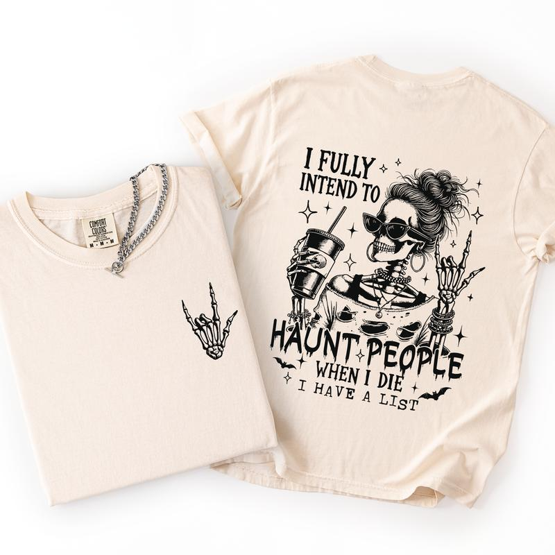 Trendy Halloween Spooky Season Front Side Graphic Design Unisex Cotton T-shirt