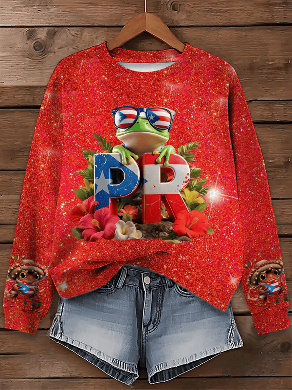 Puerto Rican Coquito Navidad Boricua Printed Sweatshirt