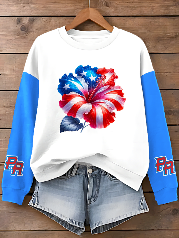 Puerto Rico Printed Long Sleeve Casual Top（09）