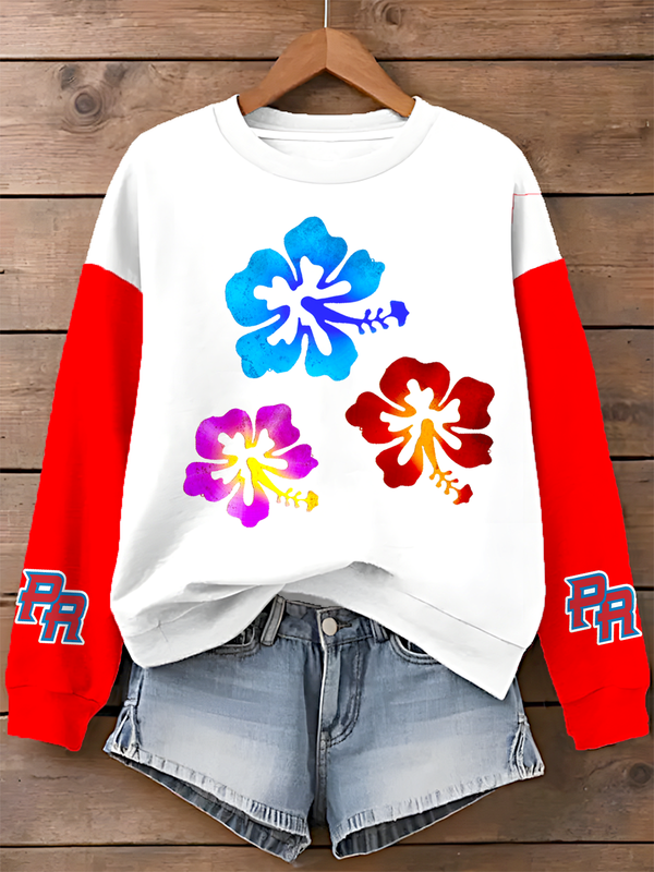 Puerto Rico Printed Long Sleeve Casual Top（20）
