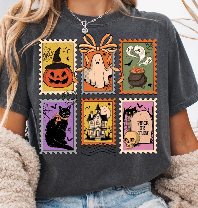 Retro Halloween Cat Ghost Shirt
