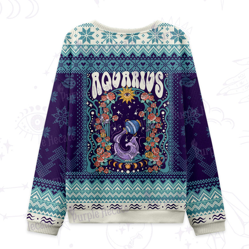 Purplehecate Aquarius Spirit Zodiac Ugly Christmas Sweatshirts