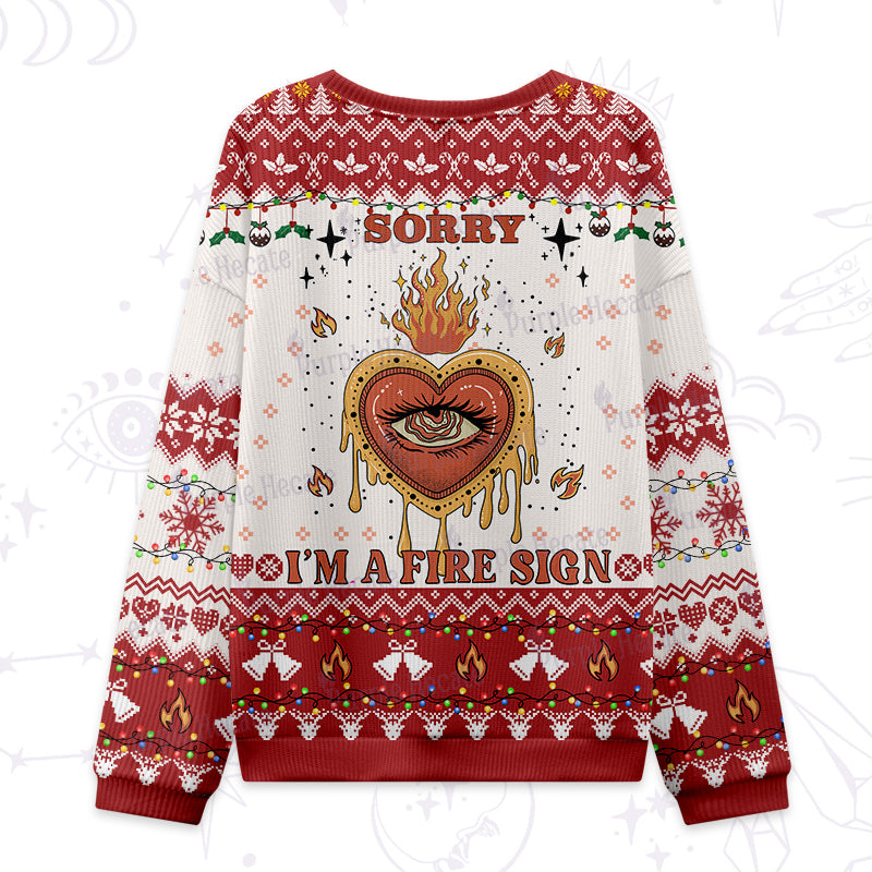 Purplehecate Sorry I'm A Fire Sign Ugly Christmas Sweatshirts