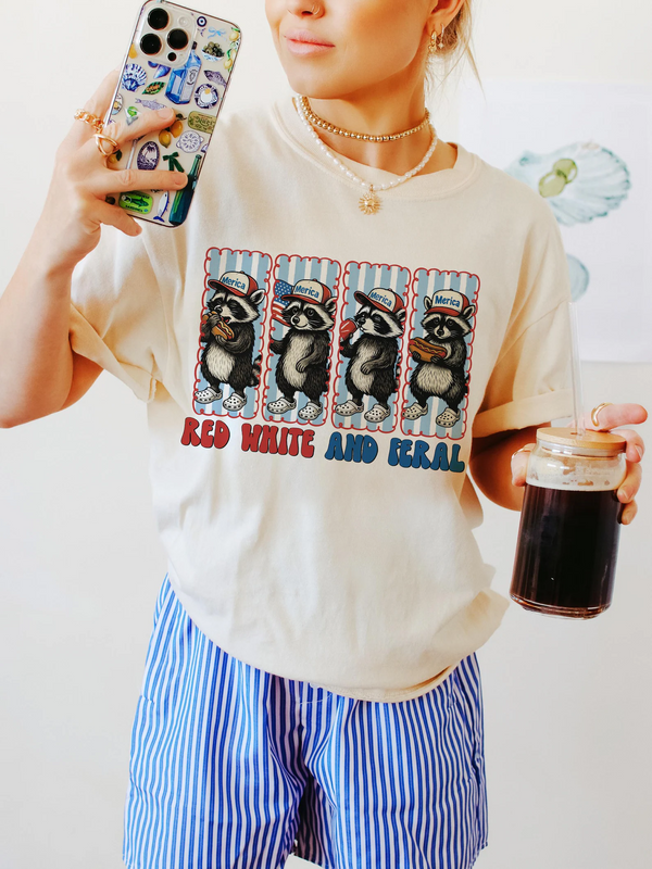 Preppy Red White and Feral T-shirt