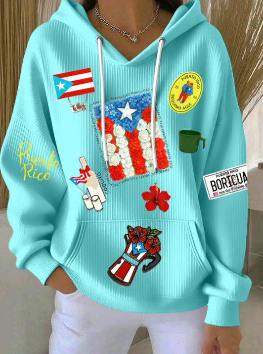 Women's Puerto Rico Print Casual Sweatshirt