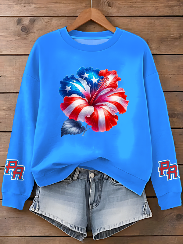 Puerto Rico Printed Long Sleeve Casual Top（10）