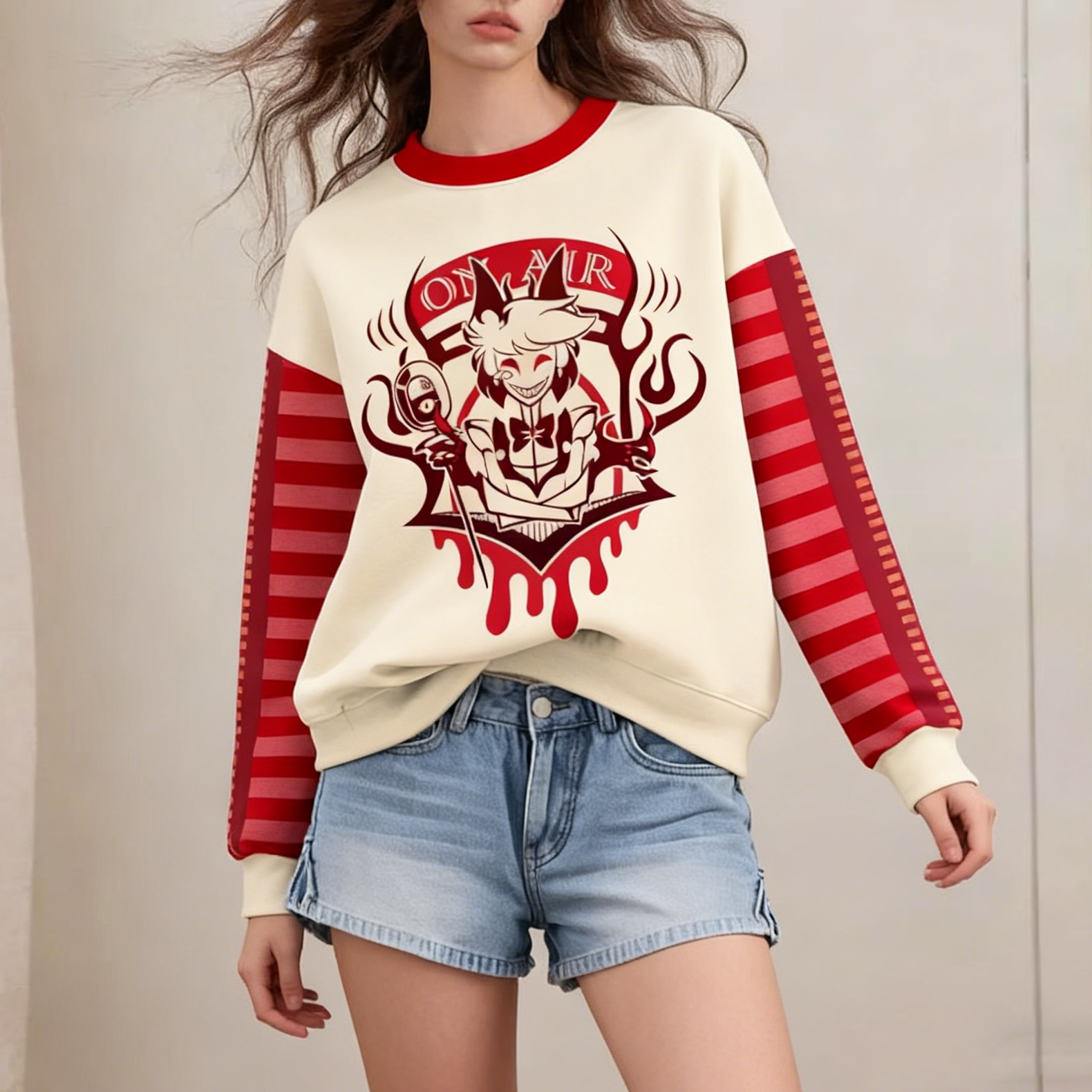 Hazbin Hotel Printed Long Sleeve Casual Top