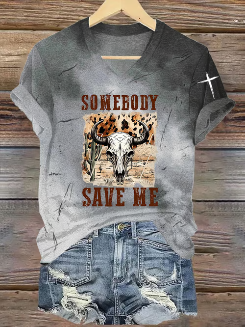 Jelly Roll 'Somebody Save me' Print Crew Neck T-Shirt