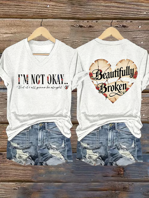 Jelly Roll Beautifully Broken Tour Music Print V-Neck T-Shirt