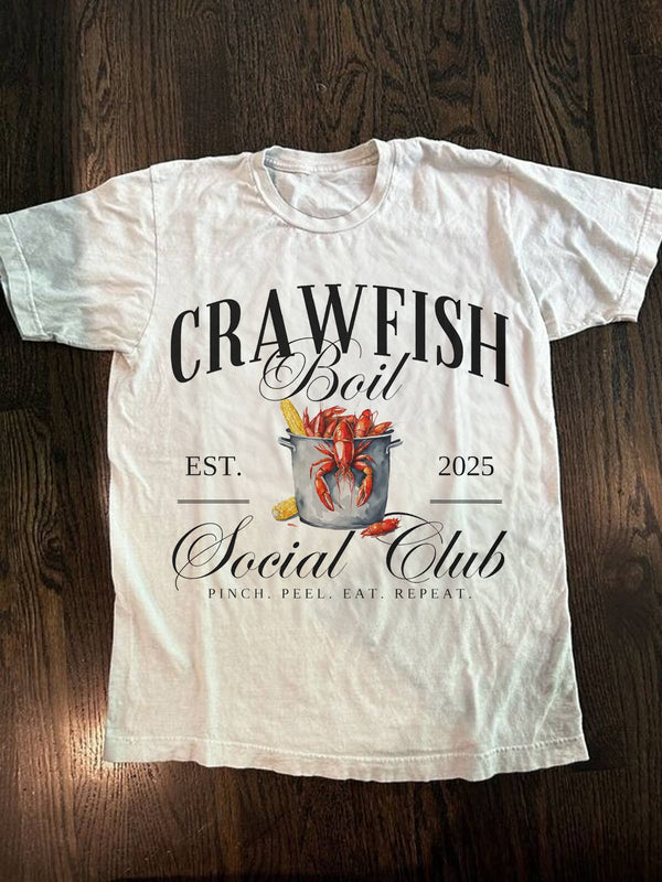 Fashionable Lobster Bucket Printed T-shirt