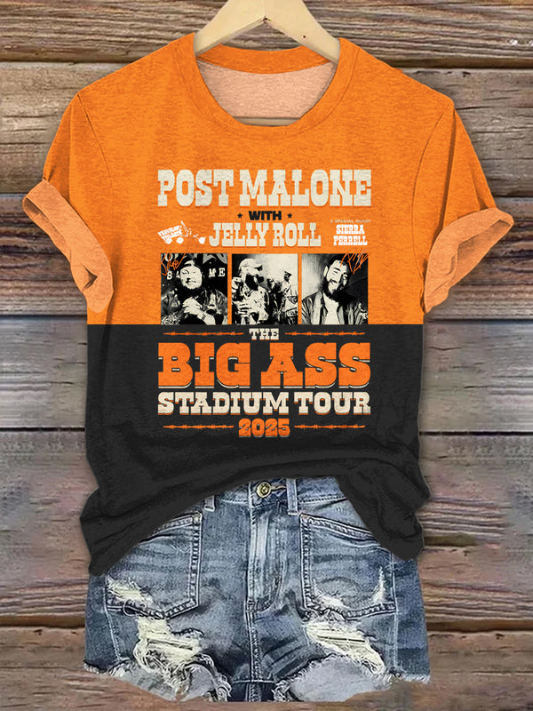 Post Malone And Jelly Roll Rap Music 2025 Tour T-shirts