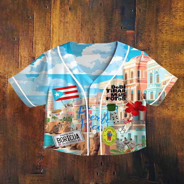 Puerto Rico cropped baseball jersey