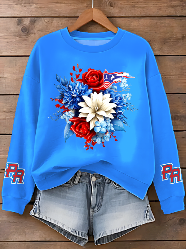 Puerto Rico Printed Long Sleeve Casual Top（12）