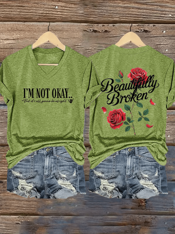 Jelly Roll Beautifully Broken Tour Music Print V-Neck T-Shirt