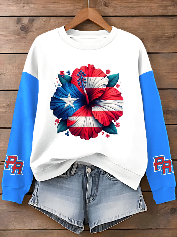 Puerto Rico Printed Long Sleeve Casual Top（13）