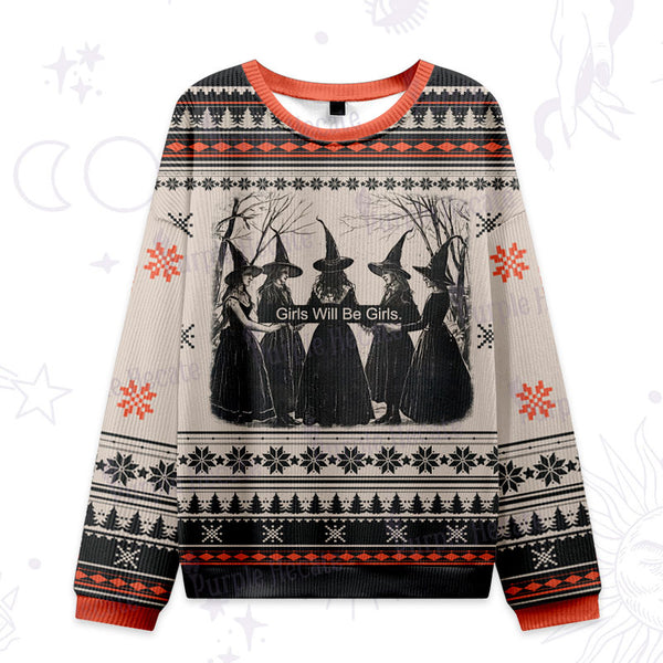 Purplehecate Girls Will Be Girls Witch Ugly Christmas Sweatshirts