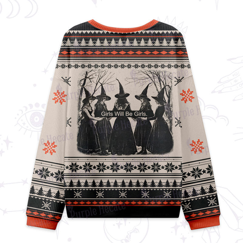 Purplehecate Girls Will Be Girls Witch Ugly Christmas Sweatshirts