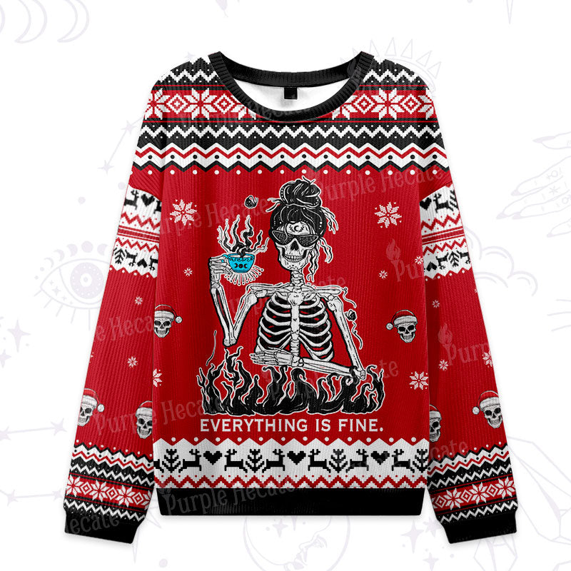 Purplehecate Everything Is Fine Ugly Christmas Sweatshirts