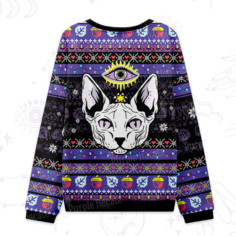 Purplehecate Mystical Cat Ugly Christmas Sweatshirts