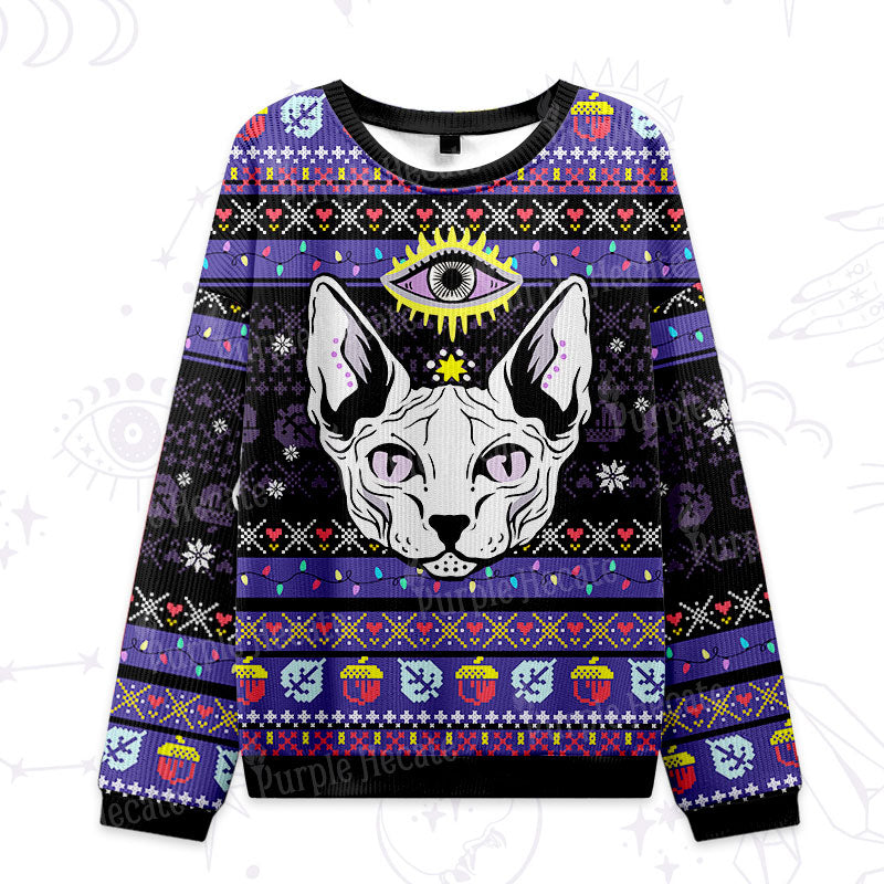Purplehecate Mystical Cat Ugly Christmas Sweatshirts