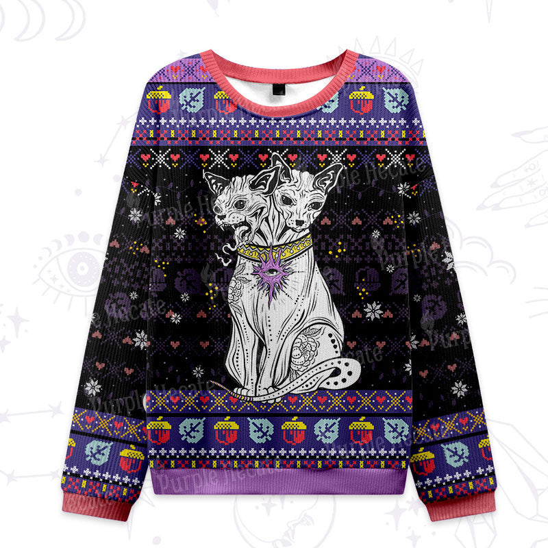 Purplehecate The Cat Goddess Bastet Ugly Christmas Sweatshirts