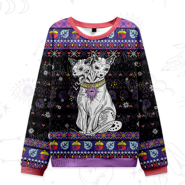 Purplehecate The Cat Goddess Bastet Ugly Christmas Sweatshirts