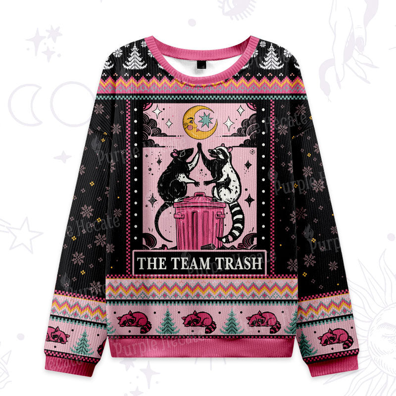 Purplehecate The Team Trash Opossum Ugly Christmas Sweatshirts