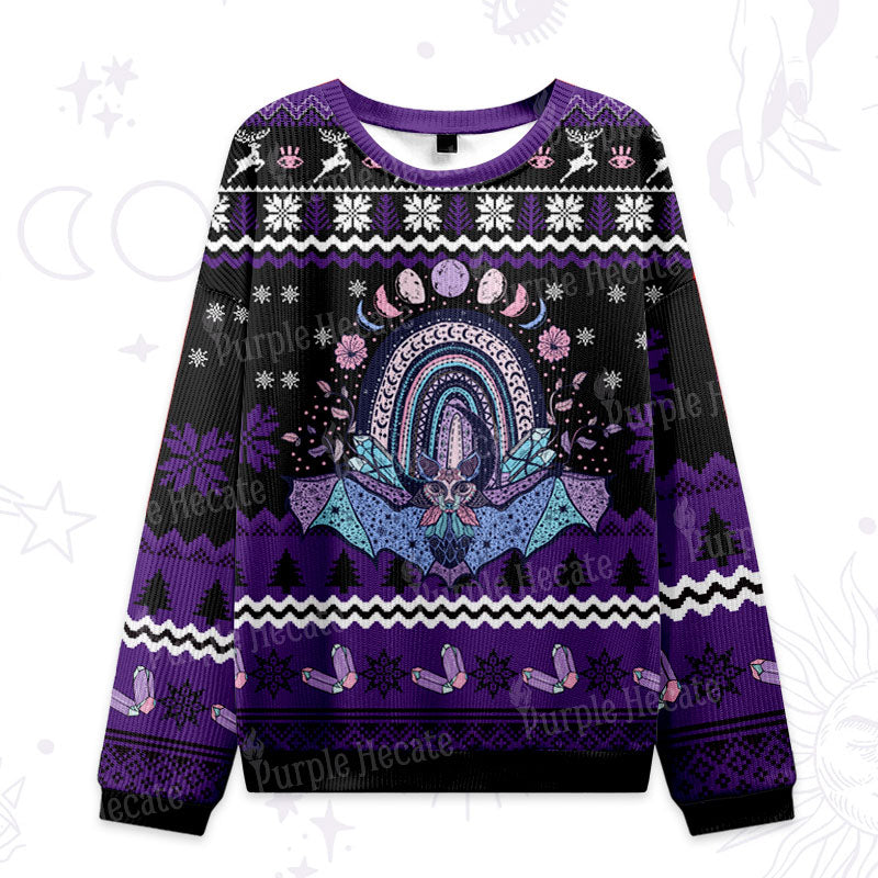 Purplehecate Moon Phase Bat Ugly Christmas Sweatshirts