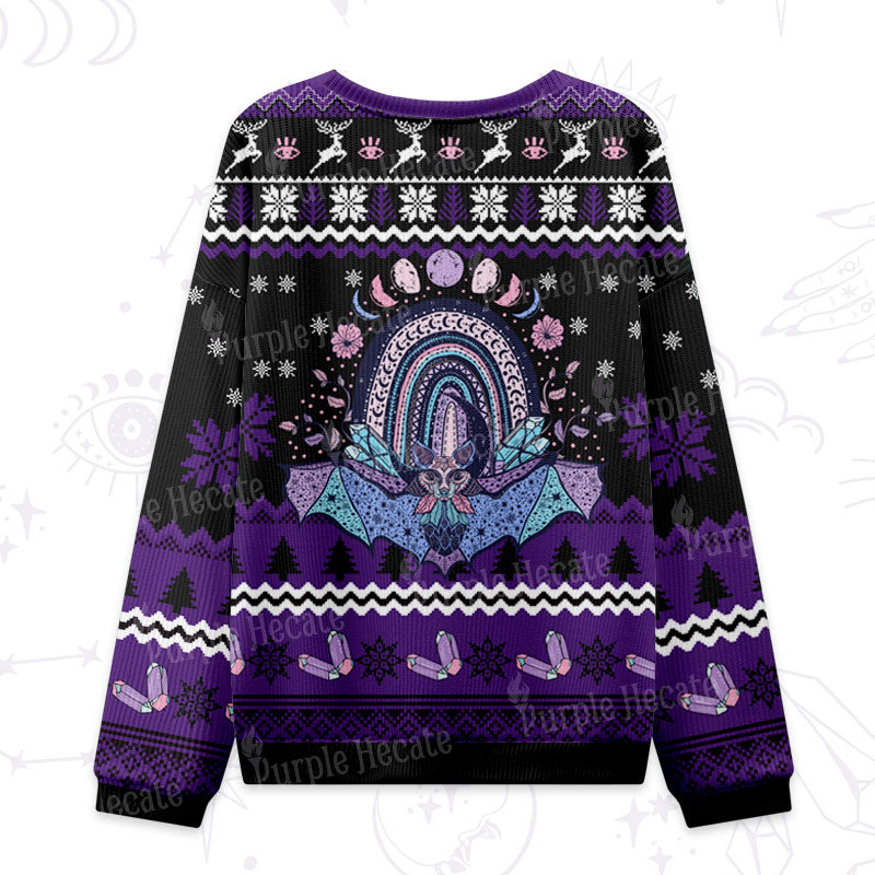Purplehecate Moon Phase Bat Ugly Christmas Sweatshirts