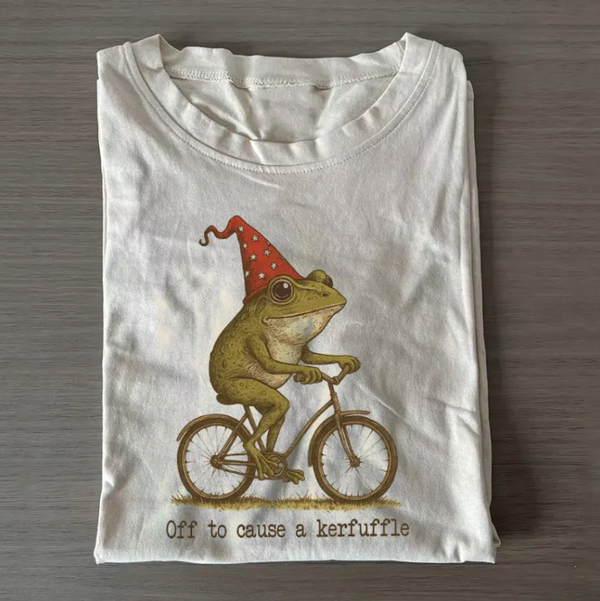 Off to Cause a Kerfuffle Frog T-shirt