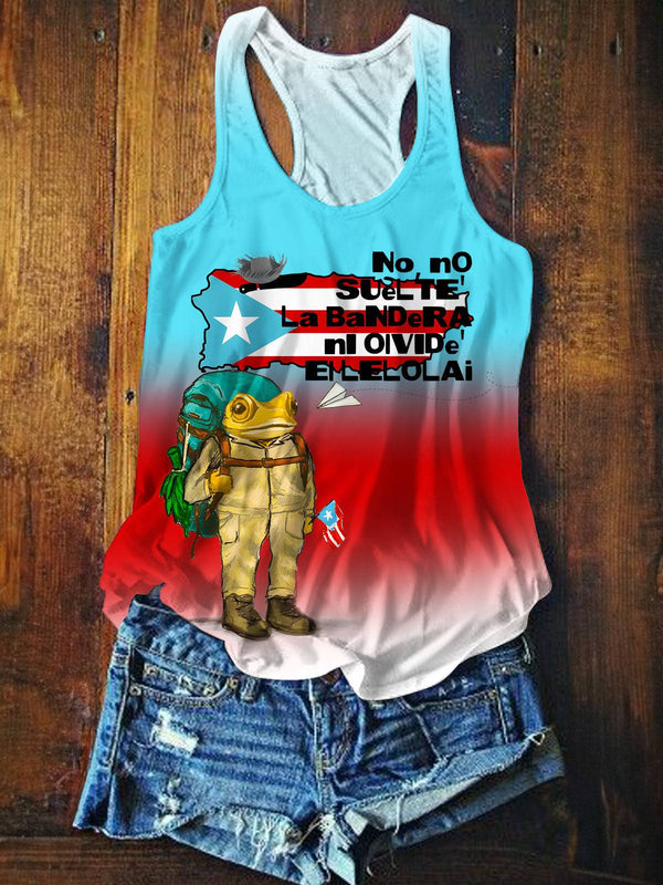 BadBunny Tie Dye retro Printed Casual Tank Top