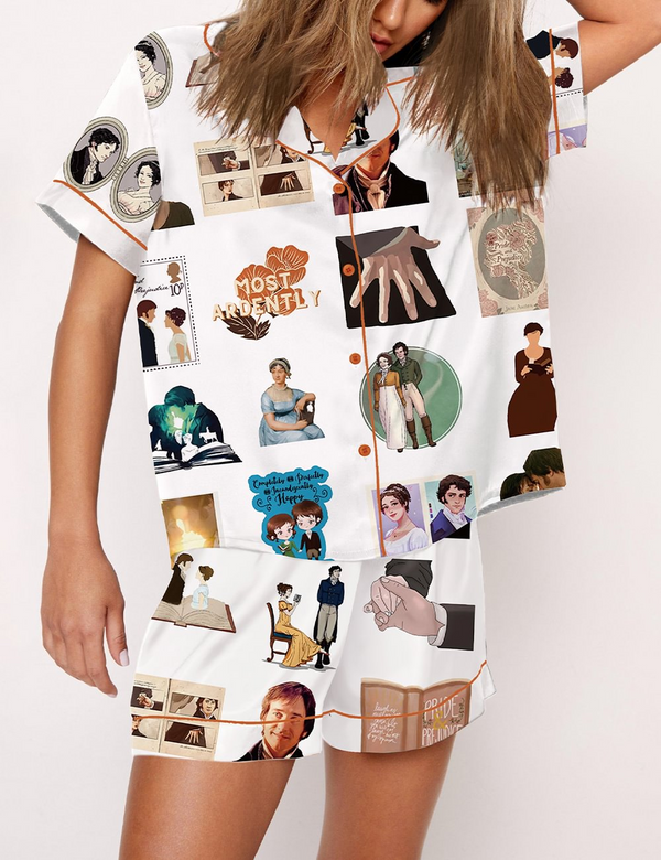 Women's Pride and Prejudice Inspired Print Pajama Set