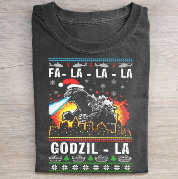 Fa La La La Godzilla Christmas Vintage T-shirt