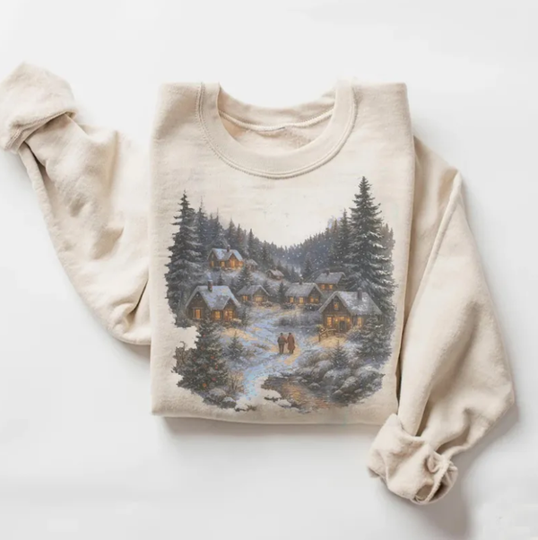 Retro Christmas Winter Village Sweatshirt