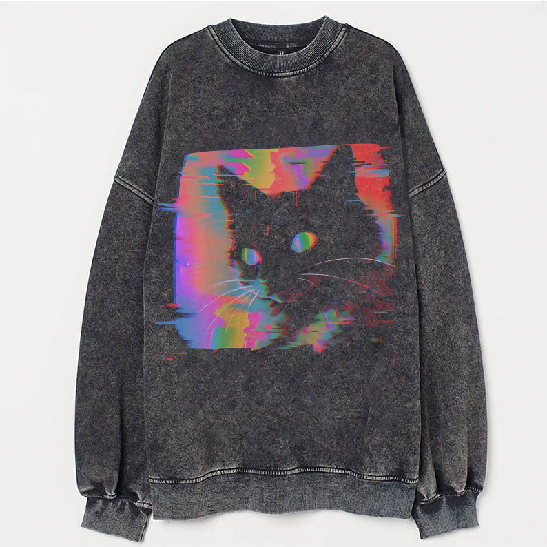 Psychedelic Weirdcore Cat Sweatshirt/T-shirt