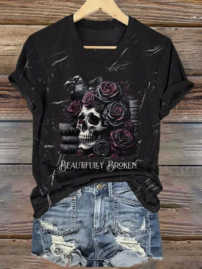 Jelly Roll Beautifully Broken Tour Music Print V-Neck T-Shirt