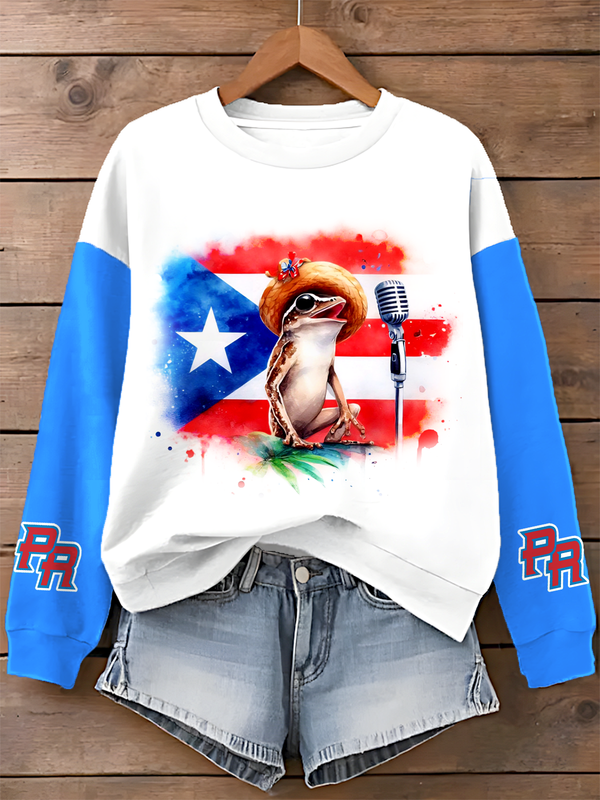 Puerto Rico Printed Long Sleeve Casual Top（15）