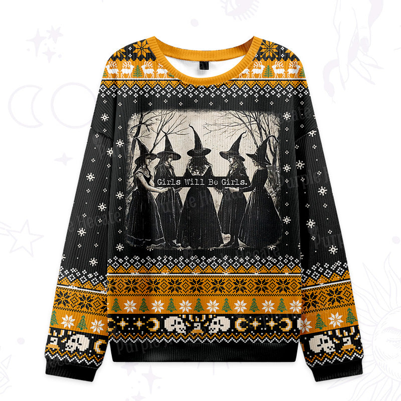 Purplehecate Girls Will Be Girls Witch Ugly Christmas Sweatshirts