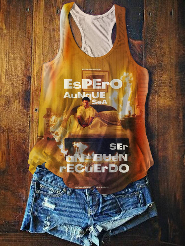 BadBunny Creative Print Casual Tank Top