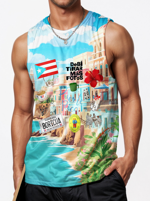 Puerto Rican Printed Sports Crew Neck Vest