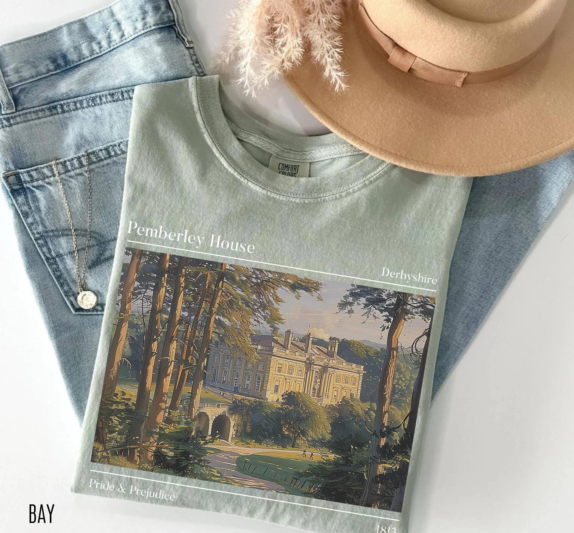 Pride and prejudice Pemberley House Comfort Colors Shirt