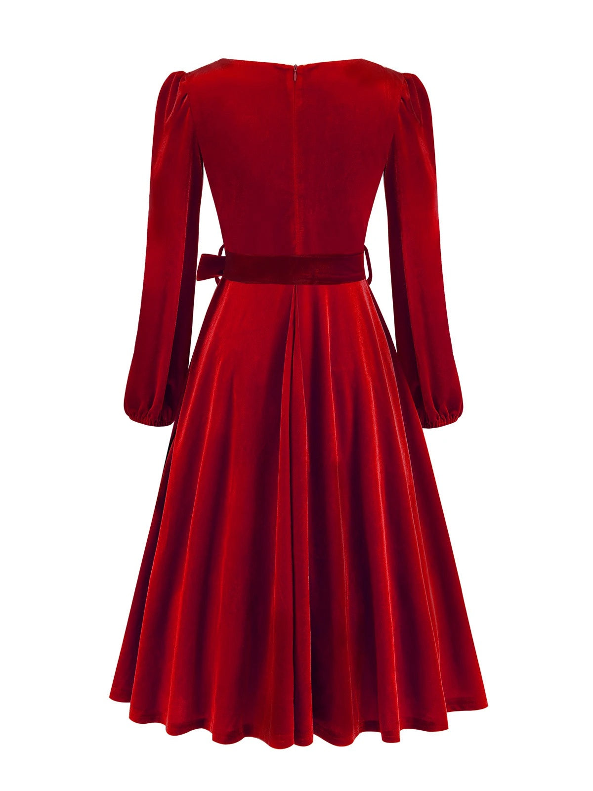 1950s Christmas Velvet Square Neck Long Sleeve Dress