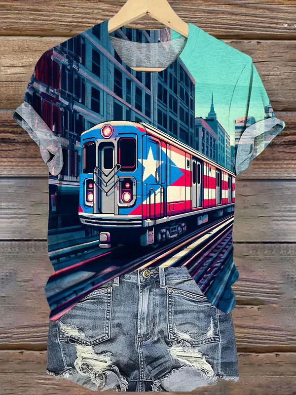 Puerto Rican Print Crew Neck T-shirt