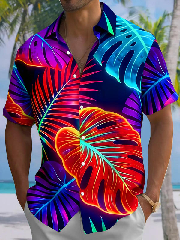 Hawaiian Leaf Men's Pocket Short Sleeve Shirts