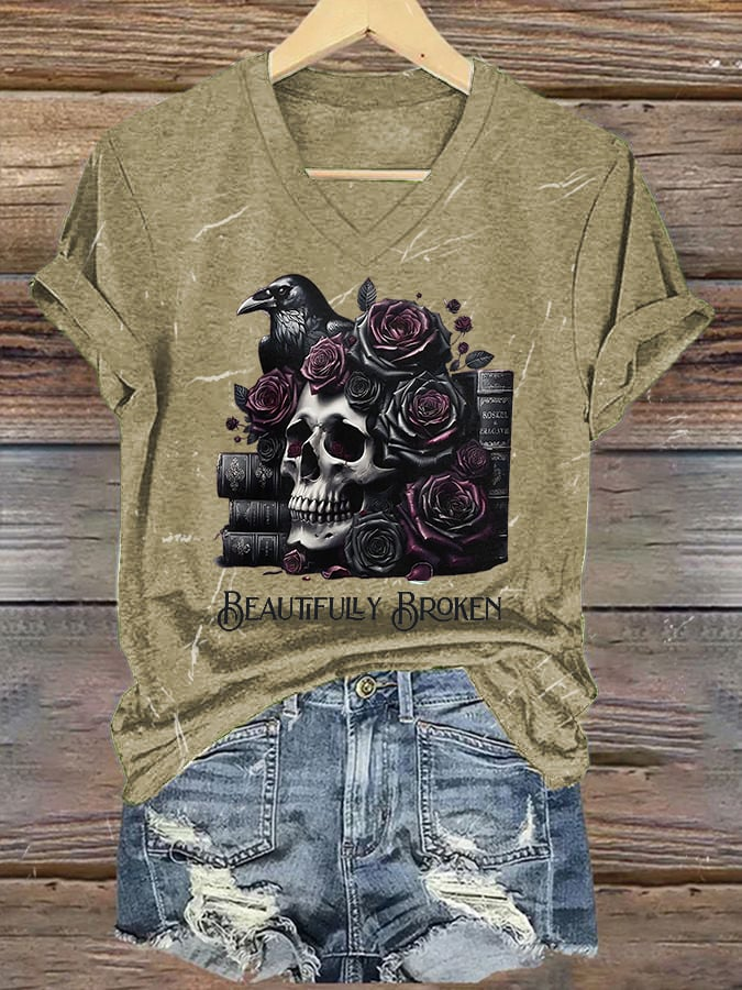 Jelly Roll Beautifully Broken Tour Music Print V-Neck T-Shirt