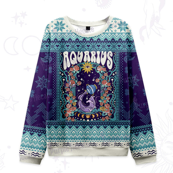 Purplehecate Aquarius Spirit Zodiac Ugly Christmas Sweatshirts